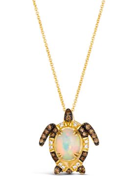 Le Vian CoutureÂ® Turtle Pendant Necklace Featuring 1 Ct. T.w. Neopolitan Opalâ¢, 1/4 Ct. T.w. Chocolate Diamonds, 1/15 Ct. T.w. Vanilla Diamonds In