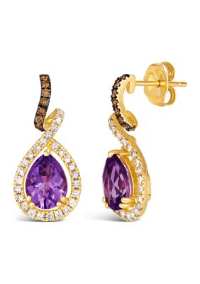 Le Vian Drop Earrings Featuring 1.75 Ct. T.w. Grape Amethystâ¢, 1/8 Ct. T.w. Chocolate Diamonds, 3/8 Ct. T.w. Nude Diamondsâ¢ In 14K Honey Gold -  0196724335525