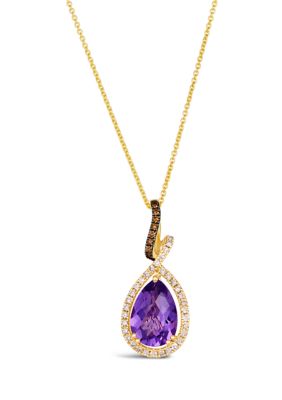  Pendant Necklace featuring 2.2 ct. t.w. Grape Amethyst™, 1/4 ct. t.w. Nude Diamonds™, 1/20 ct. t.w. Chocolate Diamonds®  in 14K Honey Gold™