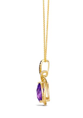  Pendant Necklace featuring 2.2 ct. t.w. Grape Amethyst™, 1/4 ct. t.w. Nude Diamonds™, 1/20 ct. t.w. Chocolate Diamonds®  in 14K Honey Gold™