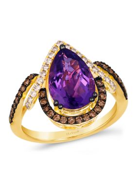 Le Vian Ring Featuring 2.75 Ct. T.w. Grape Amethystâ¢, 1/5 Ct. T.w. Nude Diamondsâ¢, 1/4 Ct. T.w. Chocolate Diamonds In 14K Honey Gold