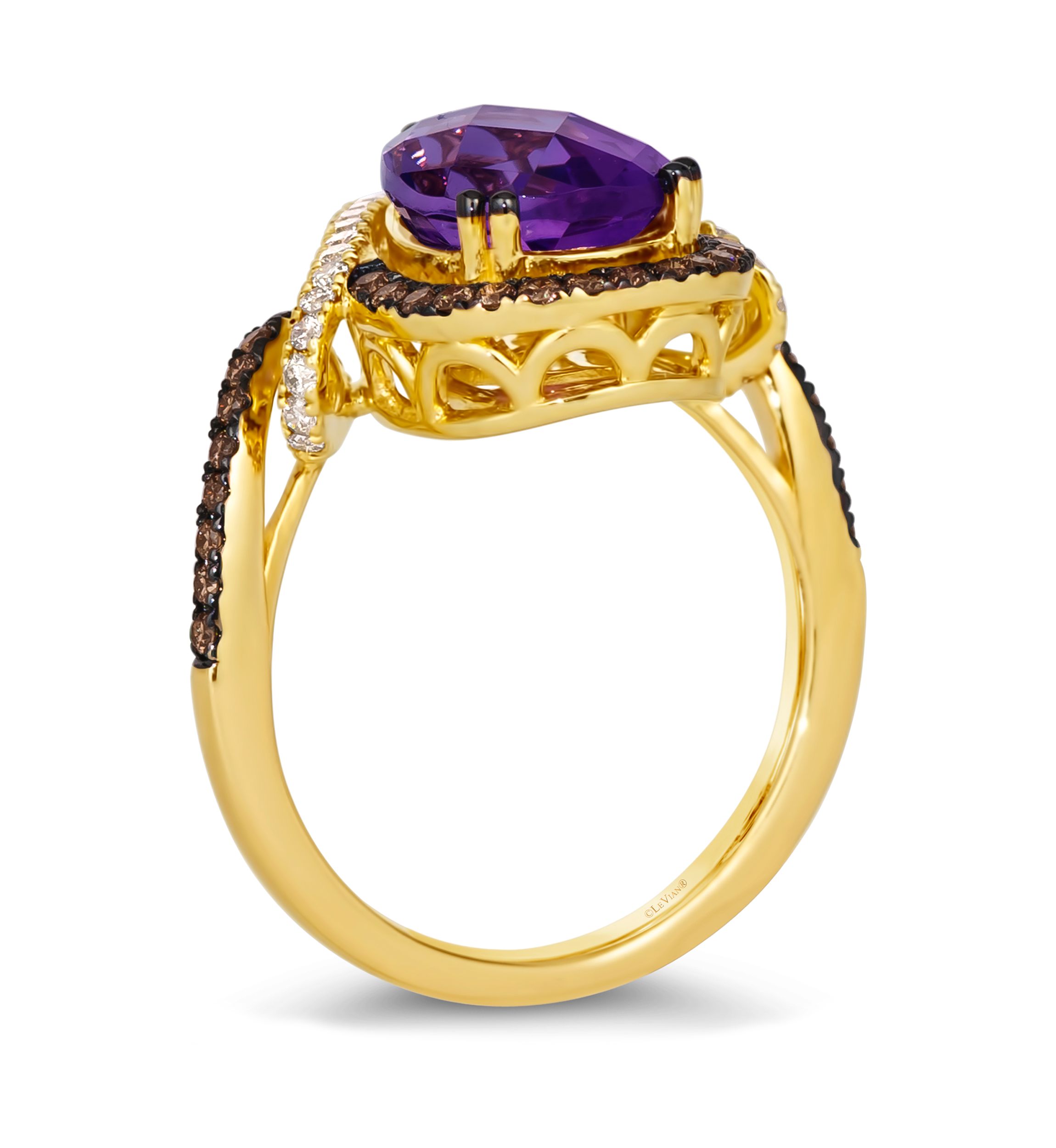 Ring featuring 2.75 ct. t.w. Grape Amethyst™, 1/5 ct. t.w. Nude Diamonds™, 1/4 ct. t.w. Chocolate Diamonds®  in 14K Honey Gold™