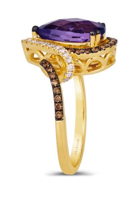 Ring featuring 2.75 ct. t.w. Grape Amethyst™, 1/5 ct. t.w. Nude Diamonds™, 1/4 ct. t.w. Chocolate Diamonds®  in 14K Honey Gold™