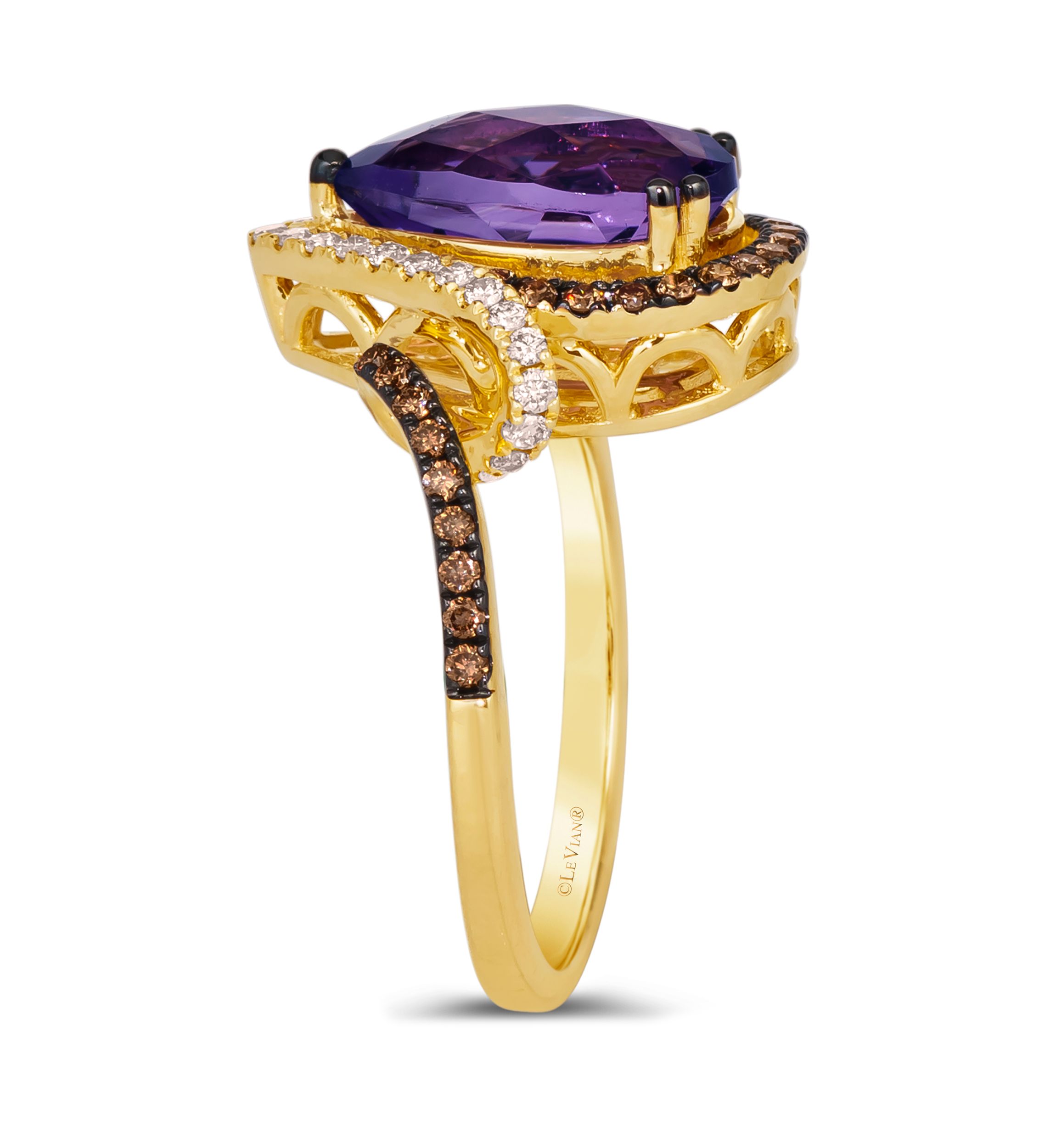Ring featuring 2.75 ct. t.w. Grape Amethyst™, 1/5 ct. t.w. Nude Diamonds™, 1/4 ct. t.w. Chocolate Diamonds®  in 14K Honey Gold™