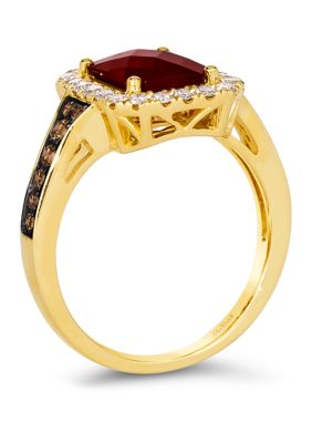 Ring featuring 2.3 ct. t.w. Pomegranate Garnet™, 1/4 ct. t.w. Chocolate Diamonds®, 3/8 ct. t.w. Nude Diamonds™ in 14K Honey Gold™