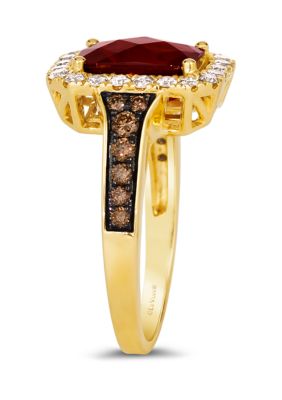 Ring featuring 2.3 ct. t.w. Pomegranate Garnet™, 1/4 ct. t.w. Chocolate Diamonds®, 3/8 ct. t.w. Nude Diamonds™ in 14K Honey Gold™