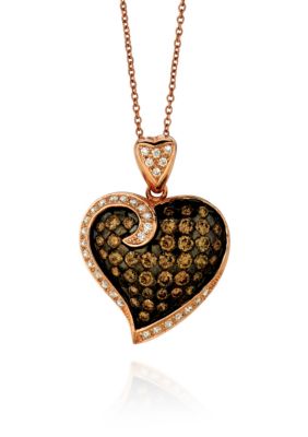 Chocolate Diamond® and Vanilla Diamond® Pendant in 14k Strawberry Gold®