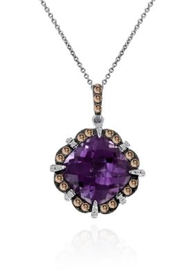 Amethyst, Chocolate Diamond®, and Vanilla Diamond® Pendant in 14k Vanilla Gold®