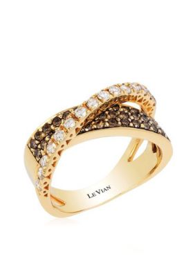 Chocolatier® 5/8 ct. t.w. Chocolate Diamonds® and 3/8 ct. t.w. Vanilla Diamonds® Ring in 14k Honey Gold™