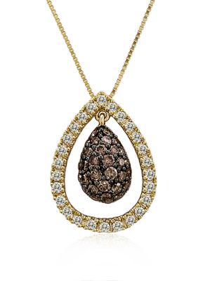 1/2 ct. t.w Chocolatier® Chocolate Diamonds® and 1/4 ct. t.w Vanilla Diamonds Pendant Necklace in 14k Honey Gold™