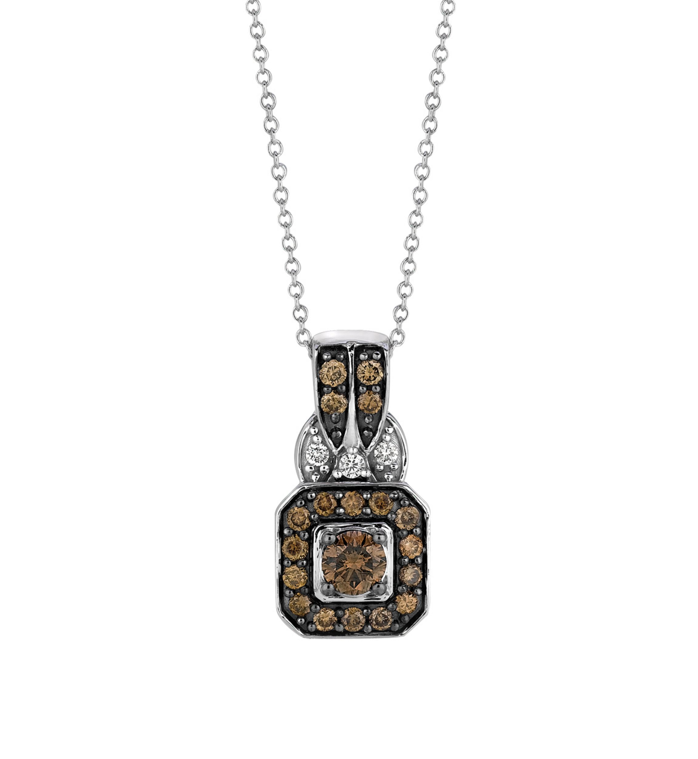 Chocolatier® 1/2 ct. t.w. Chocolate Diamonds® and 0.04 ct. t.w. Vanilla Diamonds Pendant Necklace in 14k Vanilla Gold®