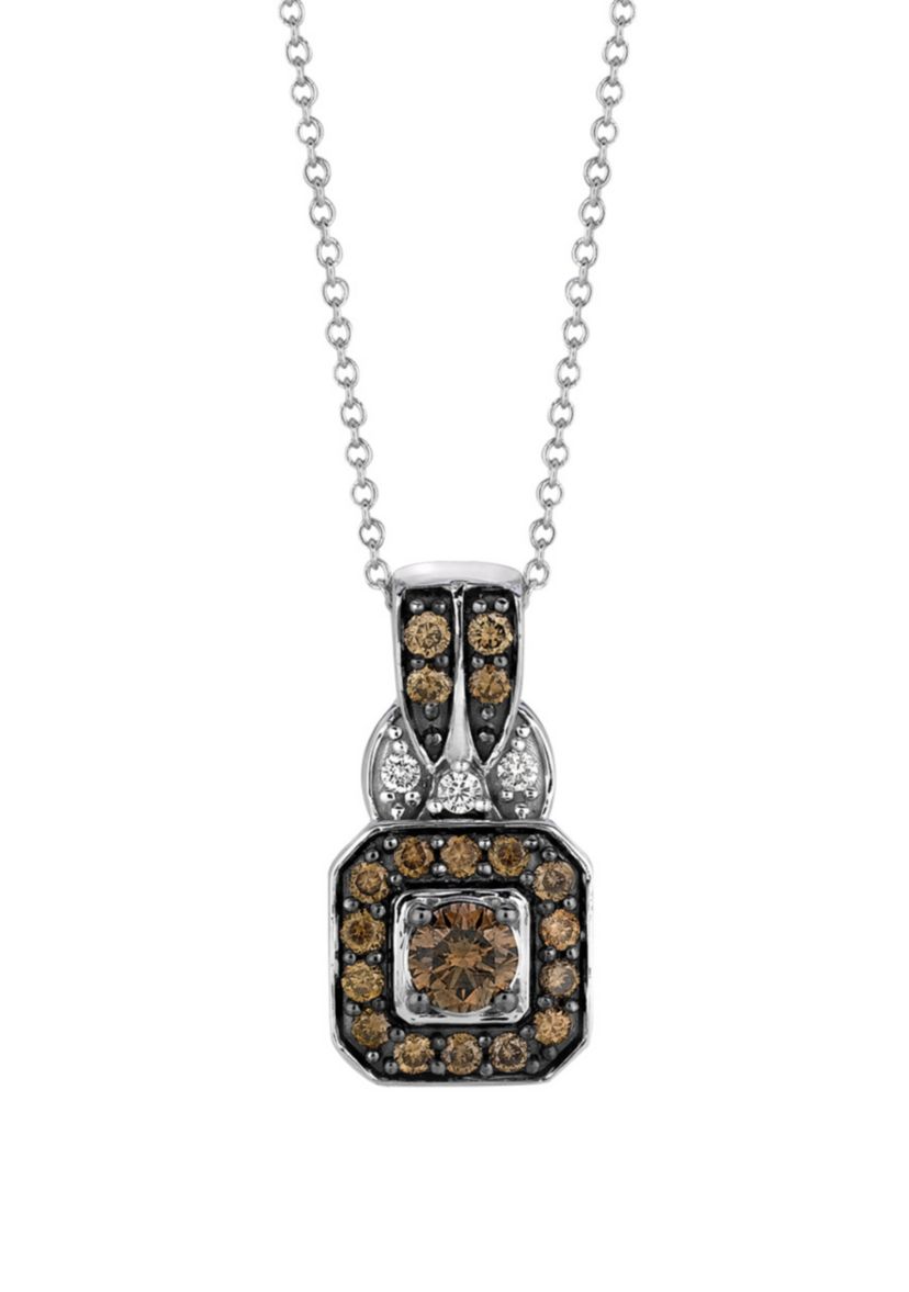 Chocolatier® 1/2 ct. t.w. Chocolate Diamonds® and 0.04 ct. t.w. Vanilla Diamonds Pendant Necklace in 14k Vanilla Gold®