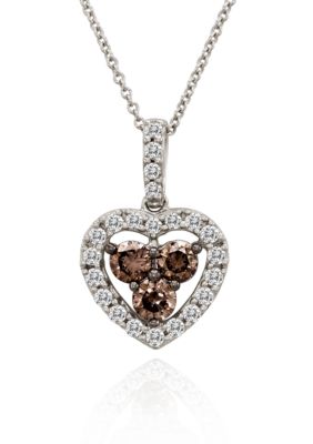 Chocolate Diamond® and Vanilla Diamond® Heart Pendant in 14k Vanilla Gold®