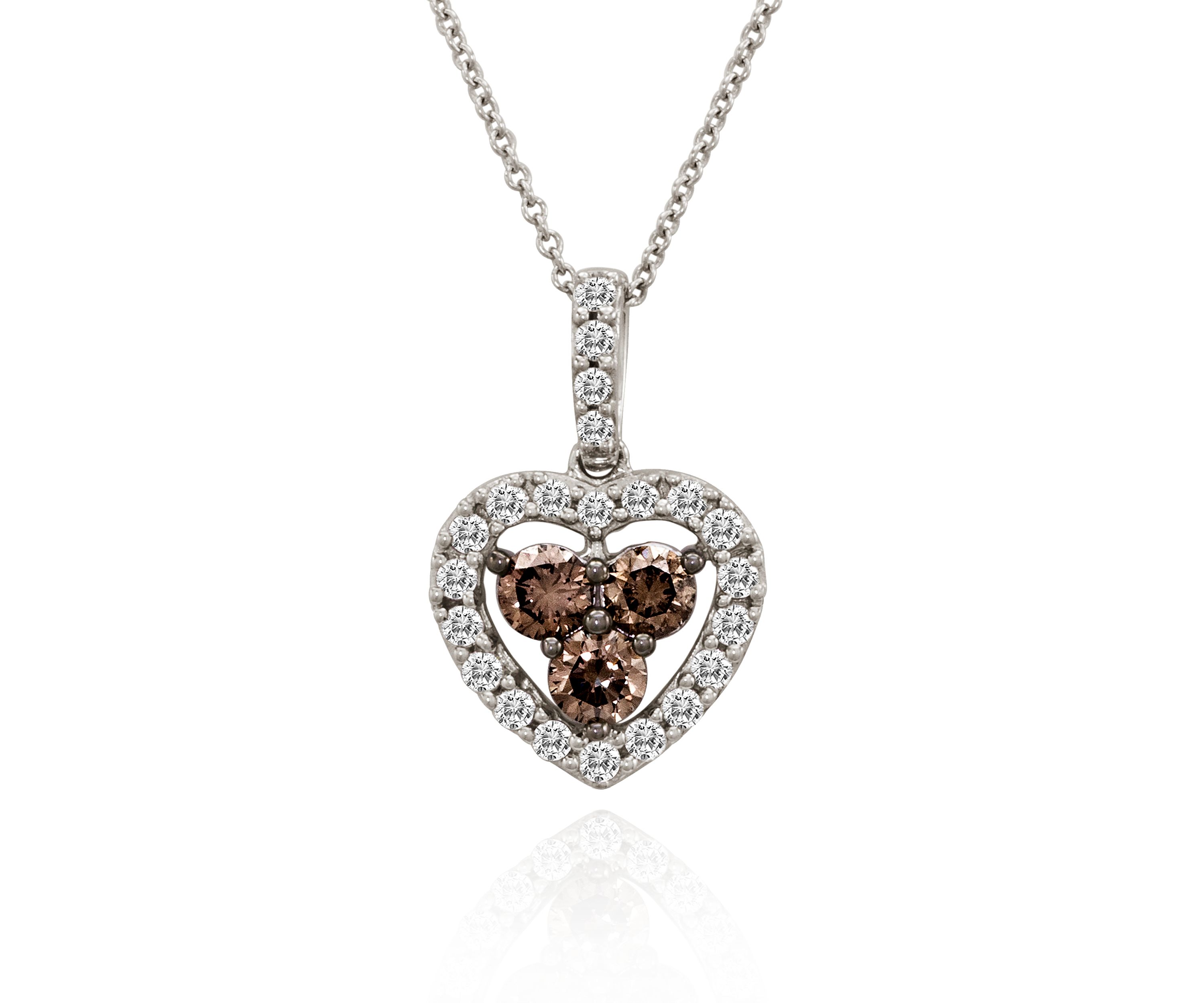 Chocolate Diamond® and Vanilla Diamond® Heart Pendant in 14k Vanilla Gold®