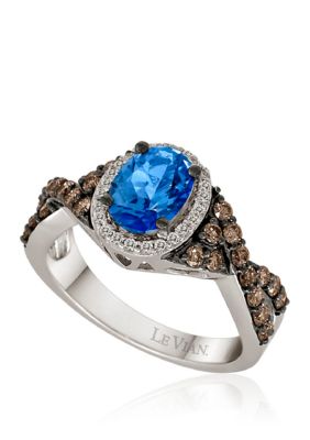 Le Vian 5/8 Ct. T.w. Diamonds And 1 Ct. T.w. Signity Blue Topaz Ring In 14K White Gold