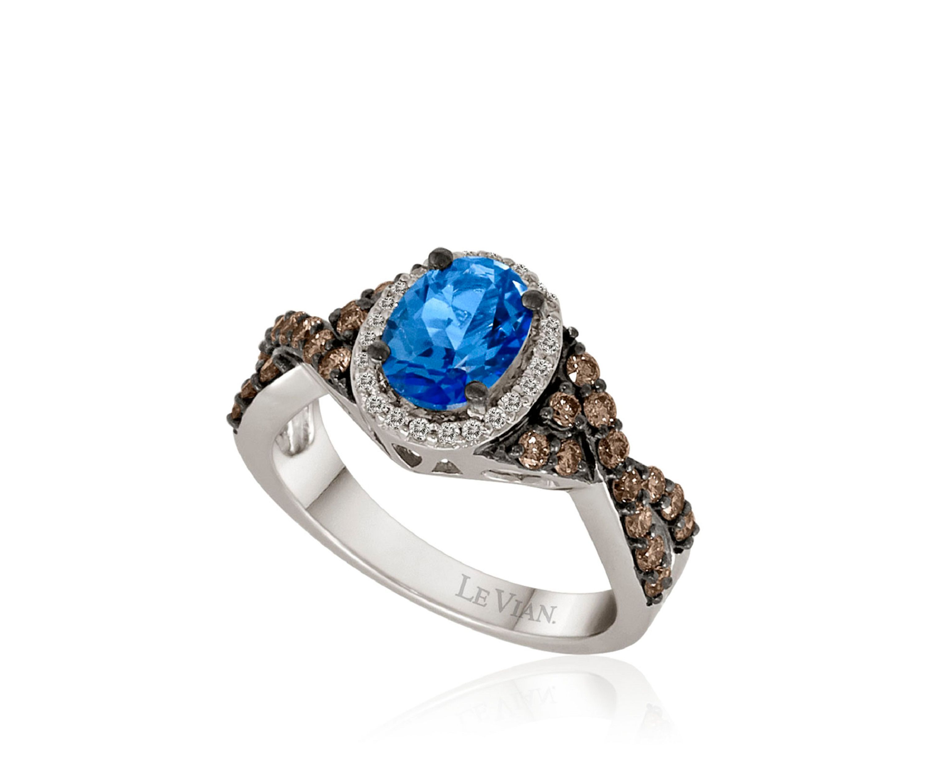  5/8 ct. t.w. Diamonds and 1 ct. t.w. Signity Blue Topaz Ring in 14k White Gold