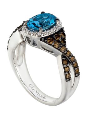  5/8 ct. t.w. Diamonds and 1 ct. t.w. Signity Blue Topaz Ring in 14k White Gold