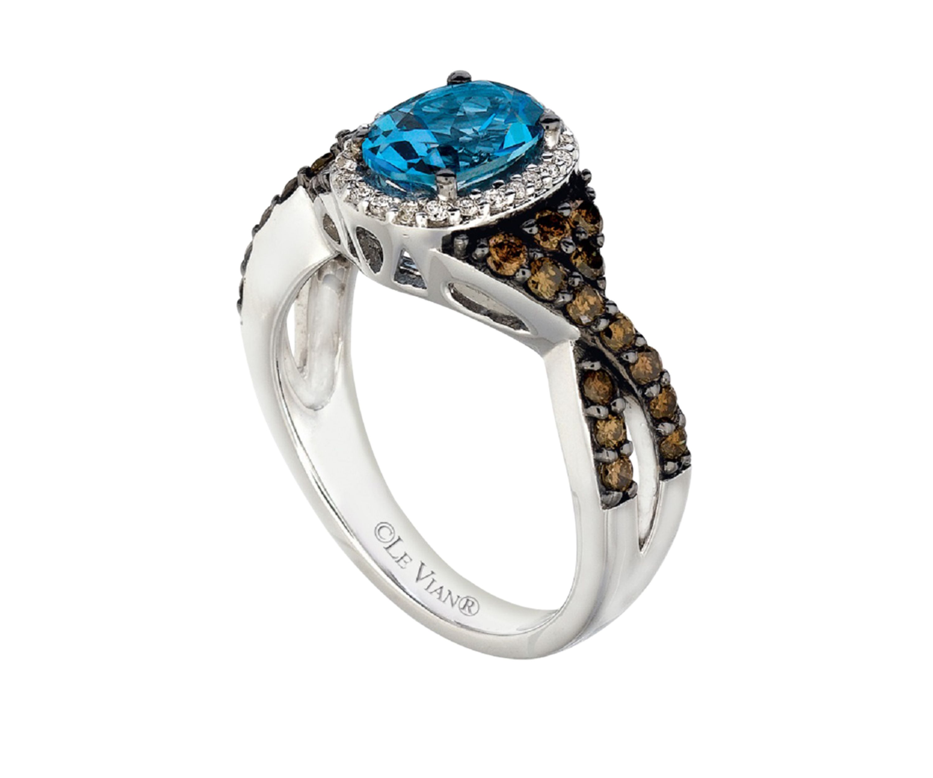  5/8 ct. t.w. Diamonds and 1 ct. t.w. Signity Blue Topaz Ring in 14k White Gold