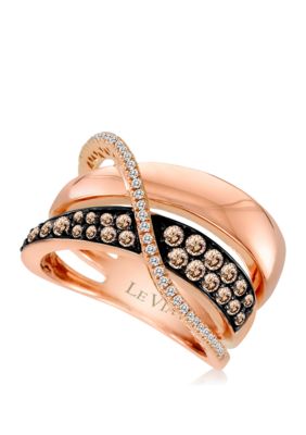 Chocolatier® Gladiator Weave™ 1/2 ct. t.w. Chocolate Diamonds® and 1/8 ct. t.w. Vanilla Diamonds® Ring in 14k Strawberry Gold®