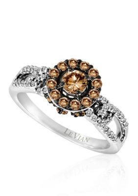 Chocolate Diamond® and Vanilla Diamond® Cluster Ring in 14k Vanilla Gold®