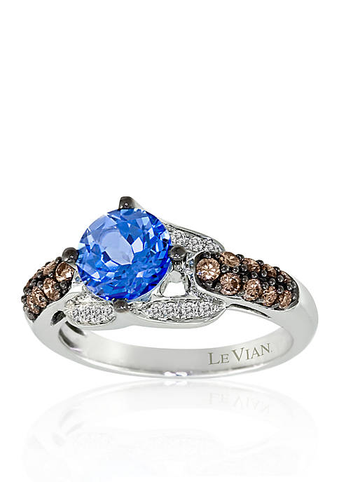 Le Vian® Sky Blue Topaz, Vanilla Diamond®, and Chocolate Diamond® Ring ...