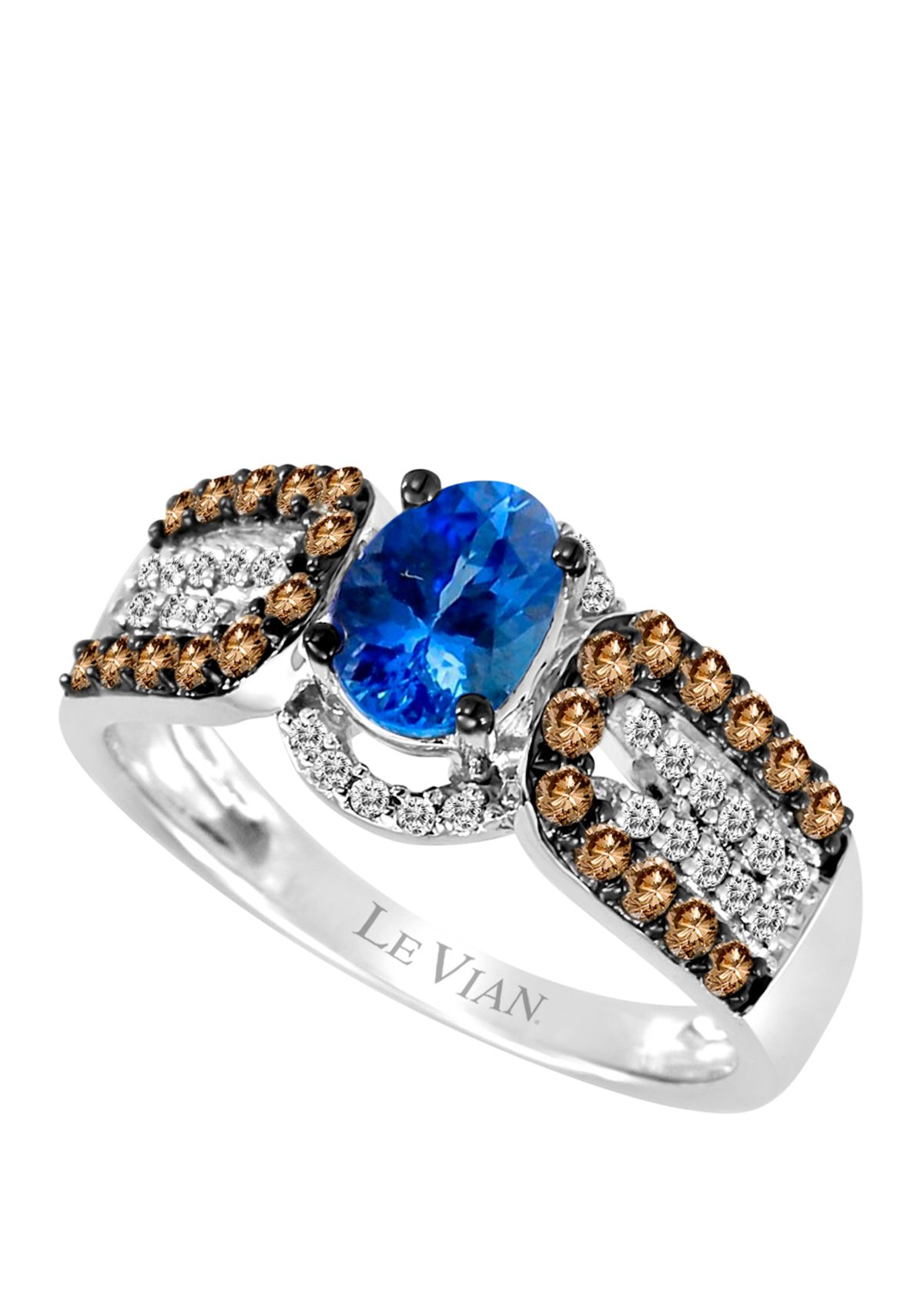  1/2 ct. t.w. Diamonds, 5/8 ct. t.w. Tanzanite Oval Wide Band Ring in 14k White Gold 