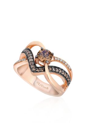 Chocolate Diamond® and Vanilla Diamond™ Ring in 14k Strawberry Gold®