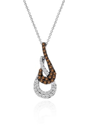 Chocolate Diamond® and Vanilla Diamond® Swirl Pendant in 14k Vanilla Gold®