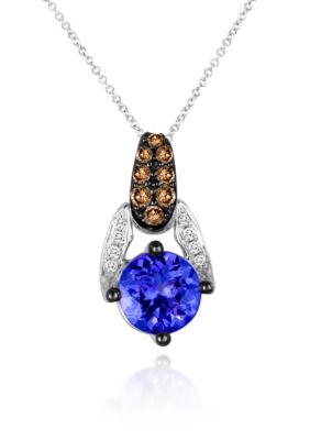 Blueberry Tanzanite®, Chocolate Diamond®, and Vanilla Diamond® Accent Pendant in 14k Vanilla Gold®