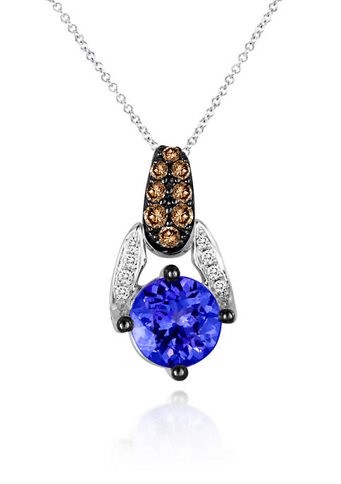 Blueberry Tanzanite&#174;, Chocolate Diamond&#174;, and Vanilla Diamond&#174; Accent Pendant in 14k Vanilla Gold&#174;