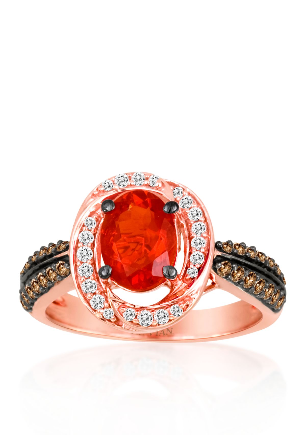14k Strawberry Gold® Neon Tangerine Fire Opal®, Chocolate Diamond®, and Vanilla Diamond® Ring