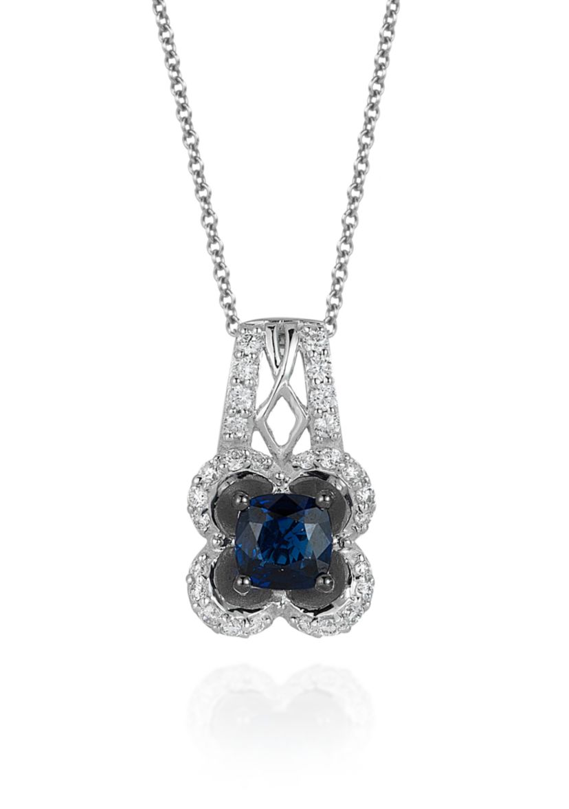 Blueberry Sapphire™ and Vanilla Diamond® Pendant in 14k Vanilla Gold®