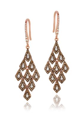 Le Vian Earrings Featuring 1/2 Ct. T.w. Vanilla Diamonds, 3/4 Ct. T.w. Chocolate Diamonds In 14K Strawberry Gold