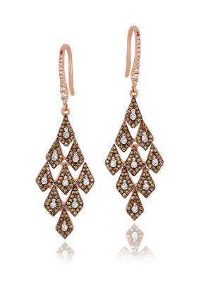 Earrings featuring 1/2 ct. t.w. Vanilla Diamonds®, 3/4 ct. t.w. Chocolate Diamonds®  in 14K Strawberry Gold®