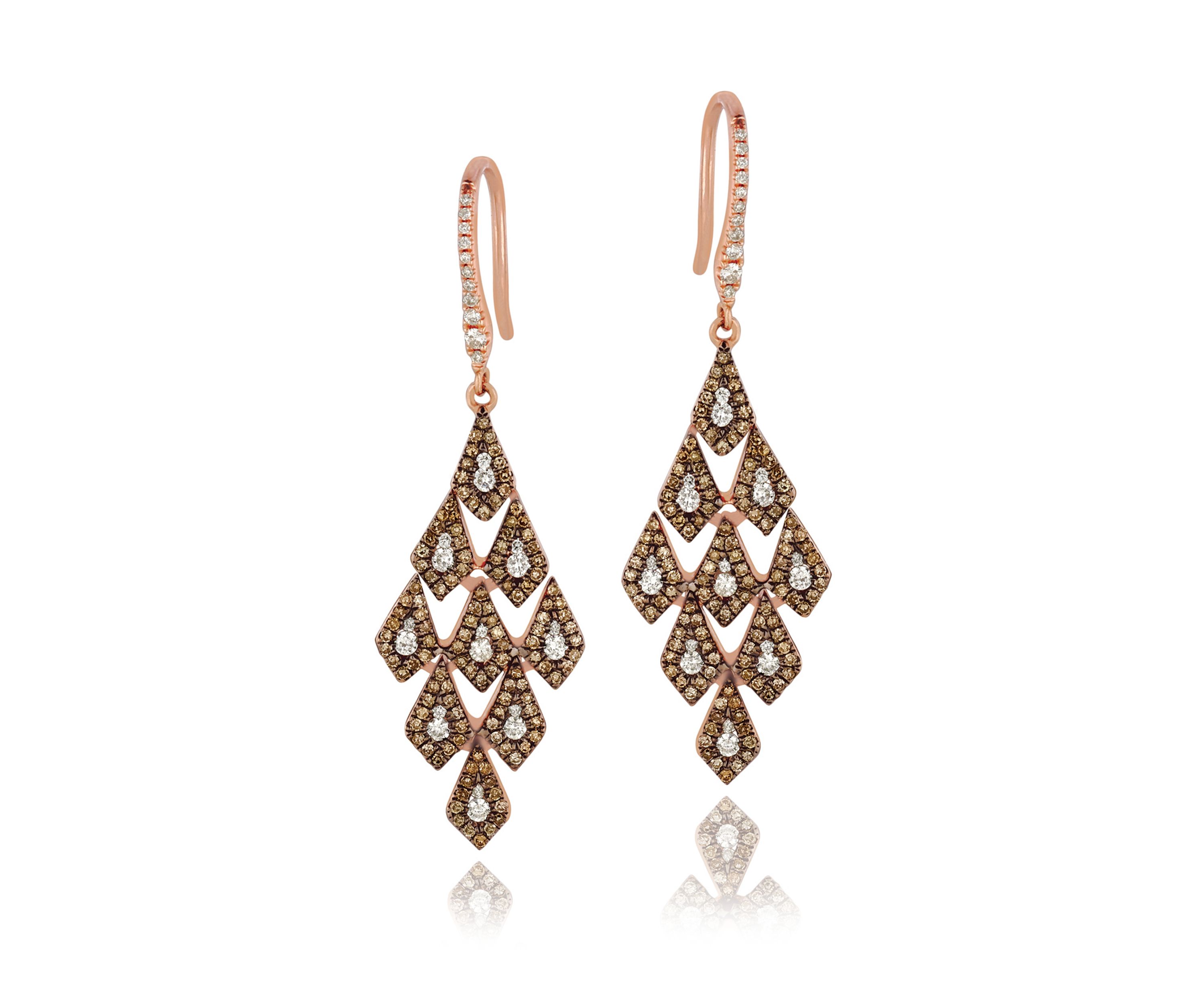 Earrings featuring 1/2 ct. t.w. Vanilla Diamonds®, 3/4 ct. t.w. Chocolate Diamonds®  in 14K Strawberry Gold®