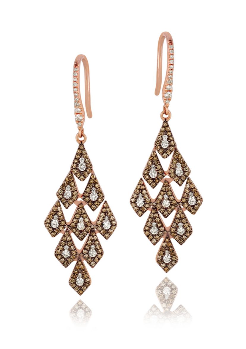 Earrings featuring 1/2 ct. t.w. Vanilla Diamonds®, 3/4 ct. t.w. Chocolate Diamonds®  in 14K Strawberry Gold®