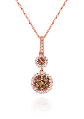 Chocolate Diamond® and Vanilla Diamond® Pendant in 14k Strawberry Gold®