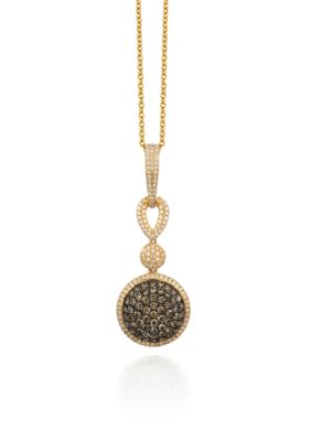 Chocolate Diamond® and Vanilla Diamond® Pendant in 14k Honey Gold™