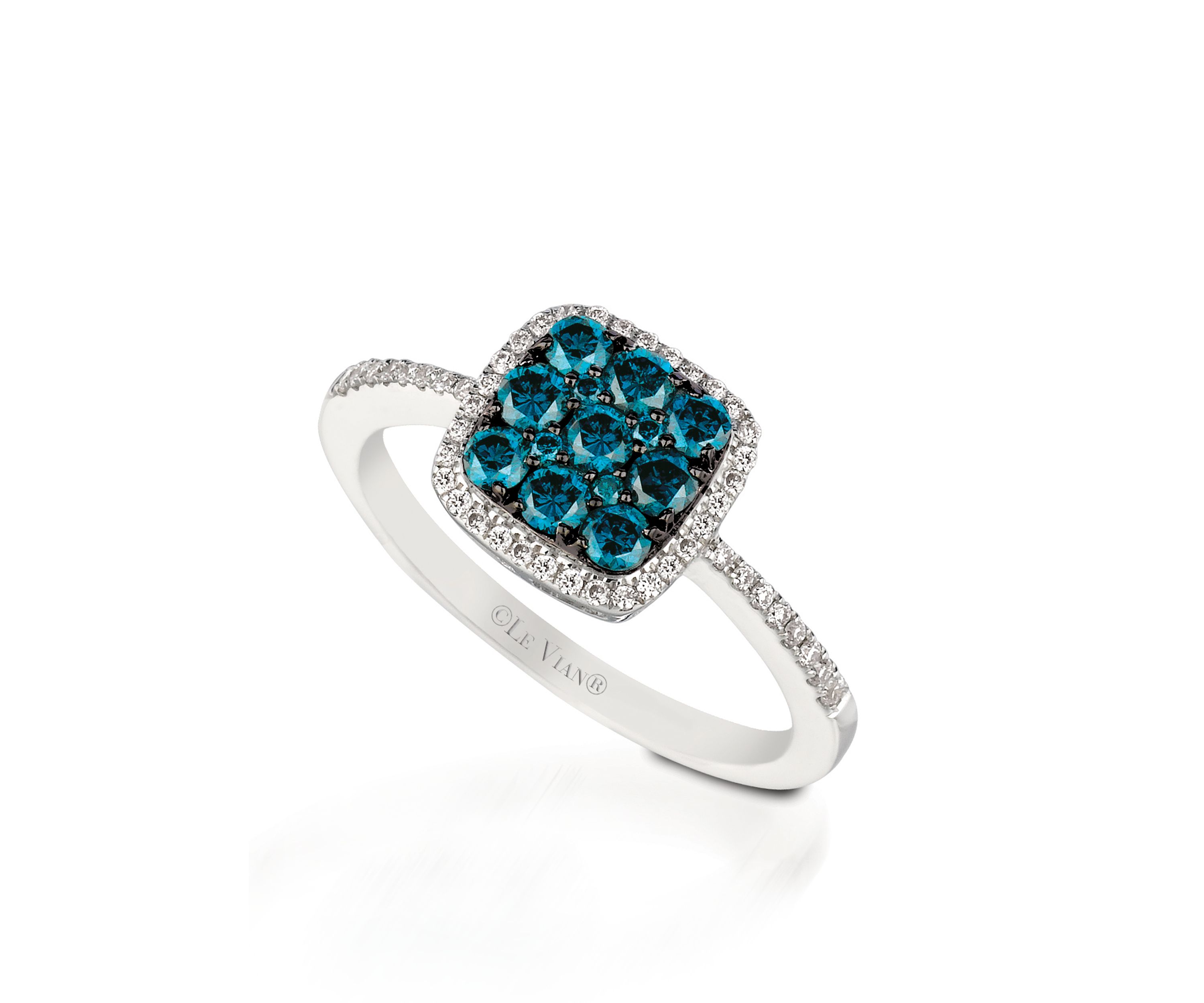 Blueberry Diamond® and Vanilla Diamond® Geometric Square Ring in 14k Vanilla Gold®