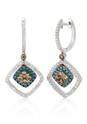 Le Vian Chocolate Diamond®, Iced Blueberry Diamond®, and Vanilla Diamond® Earrings in 14k Vanilla Gold