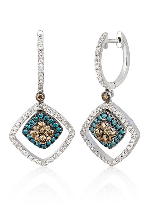Chocolate Diamond&#174;, Iced Blueberry Diamond&#174;, and Vanilla Diamond&#174; Earrings in 14k Vanilla Gold&#174;