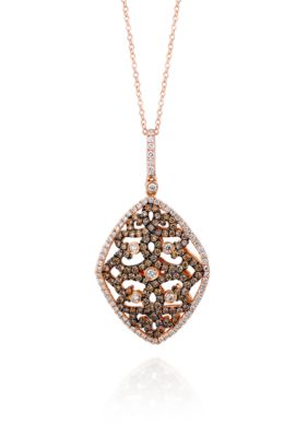 Chocolate Diamond® and Vanilla Diamond® Pendant in 14k Strawberry Gold®