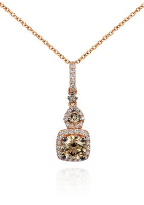 Chocolate Diamond® and Vanilla Diamond® Pendant in 14k Strawberry Gold®