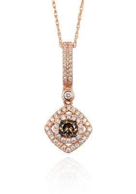 Vanilla Diamond® and Chocolate Diamond® Pendant in 14k Strawberry Gold®