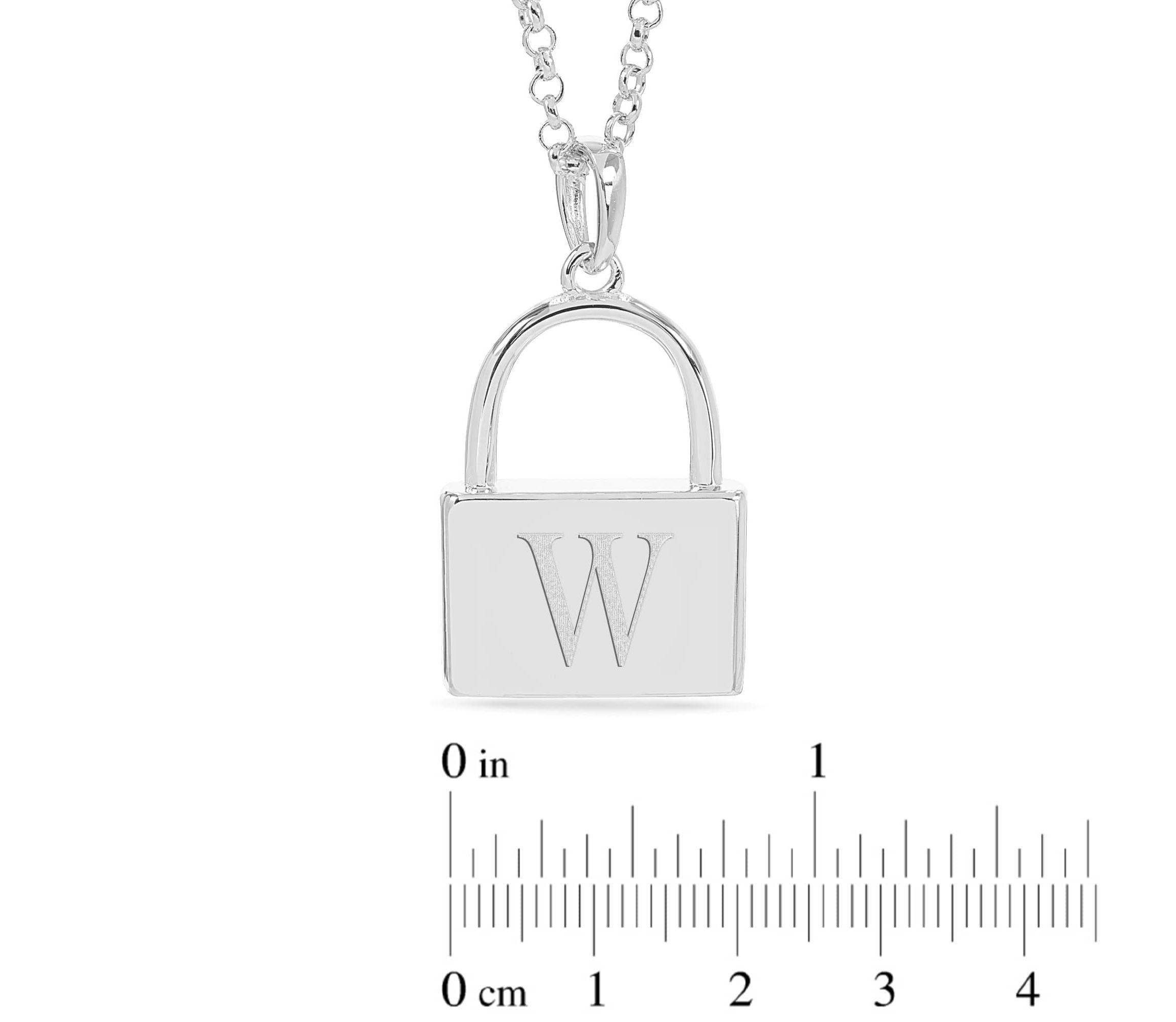 Initial Engraved Lock Pendant Necklace