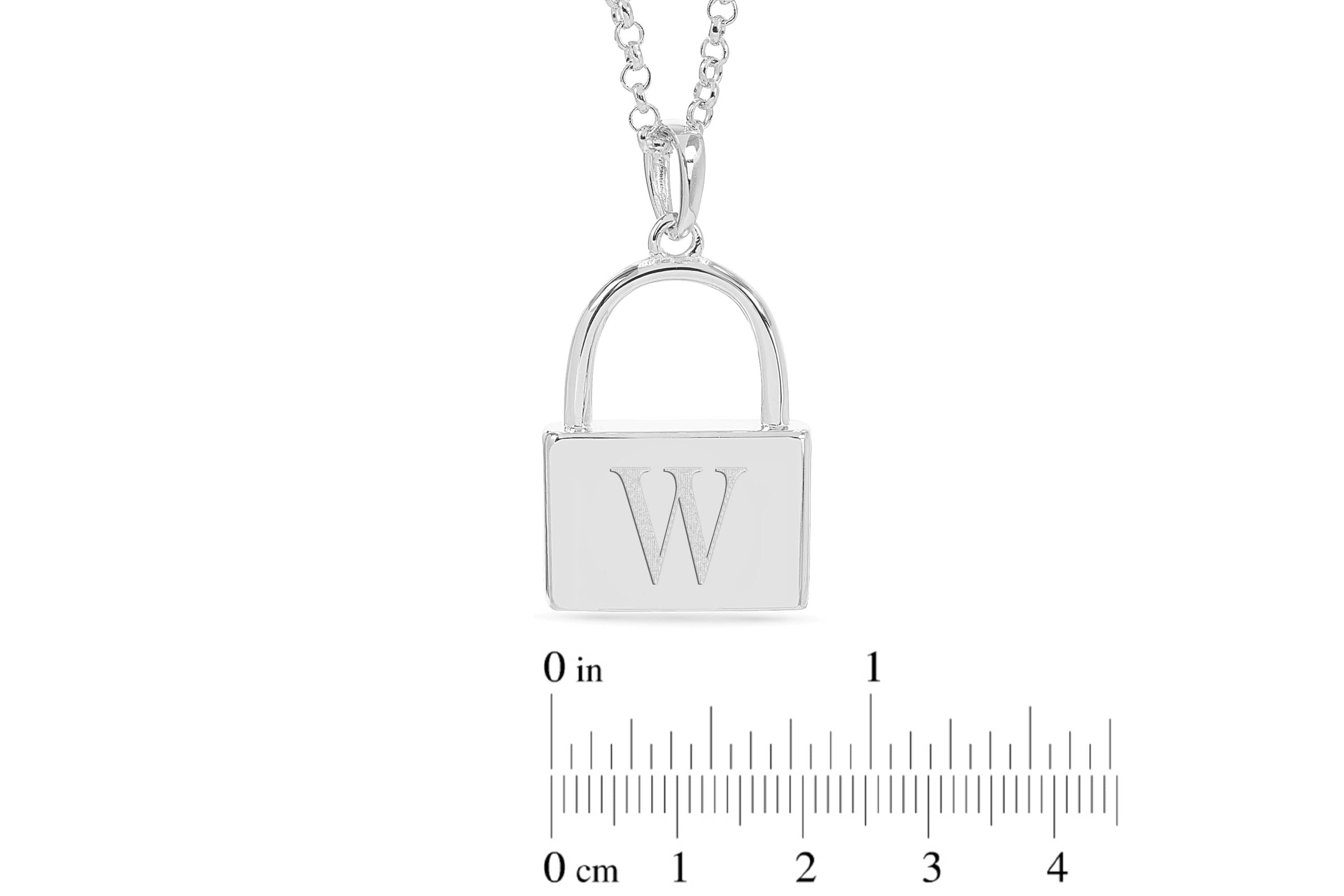 Initial Engraved Lock Pendant Necklace
