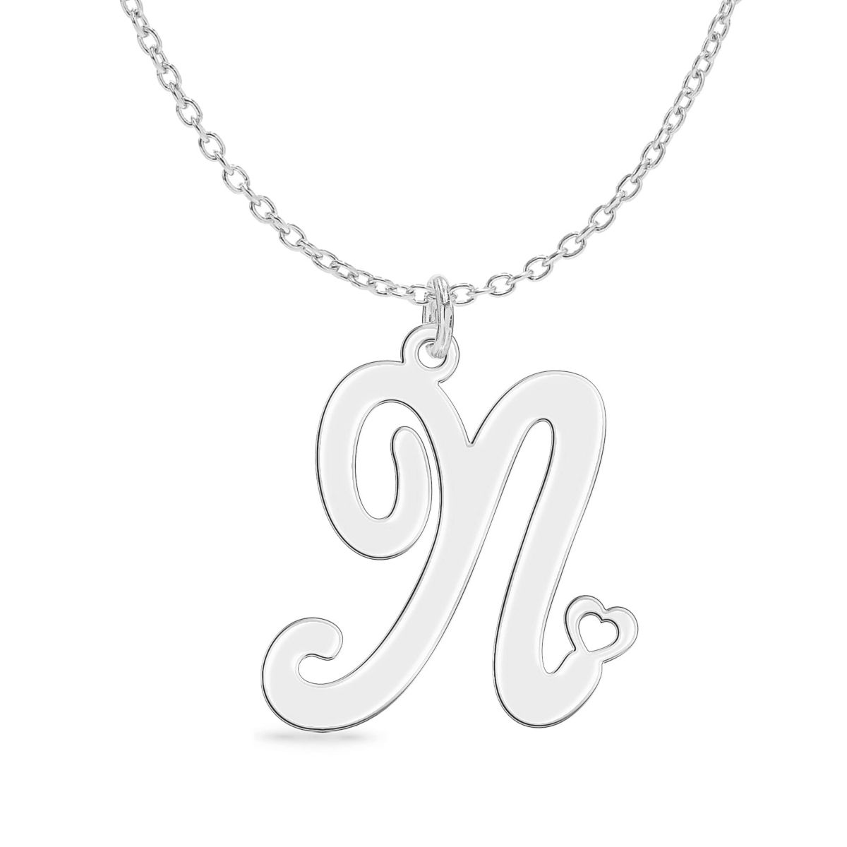 Initial Engraved Pendant Necklace Heart