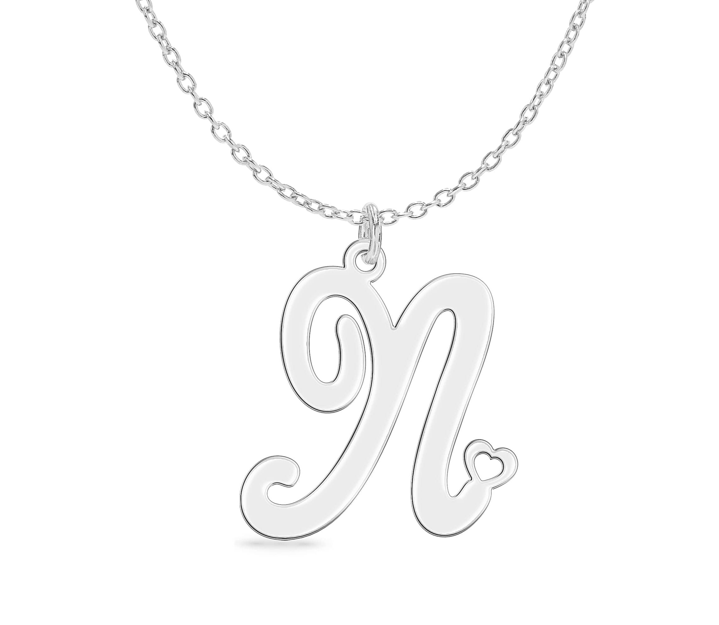 Initial Engraved Pendant Necklace Heart