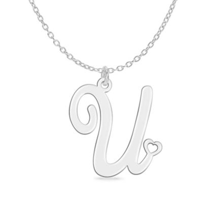 Belk & Co Initial Engraved Pendant Necklace Heart