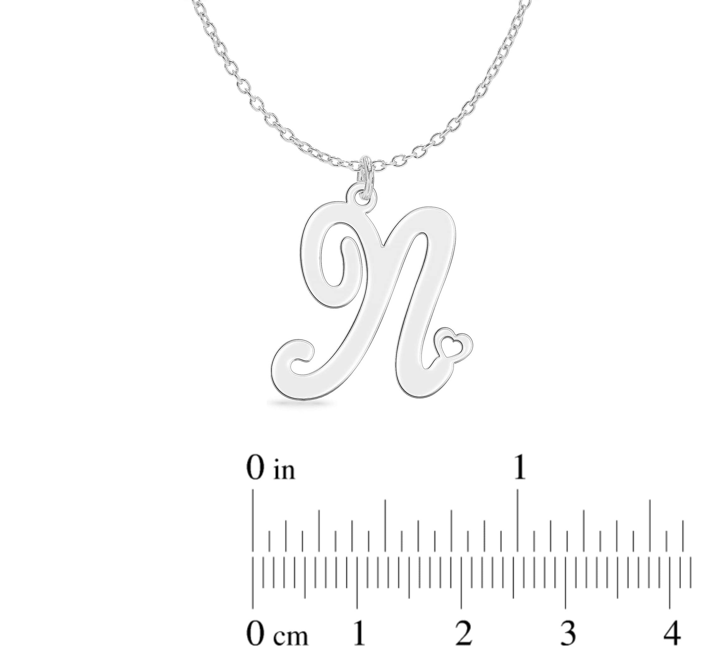 Initial Engraved Pendant Necklace Heart